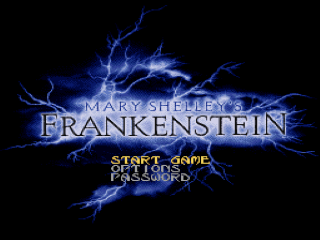 Mary Shelley's Frankenstein title screen for Super Nintendo
